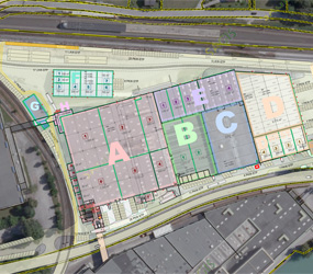 Lageplan mit SAGIS-Hintergrund zum Raumangebot der Gewerbeimmobilien von „WERKHALLE(I)N“ in Hallein, Salzburg.